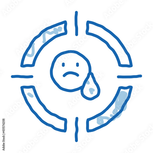 target on sad person doodle icon hand drawn illustration