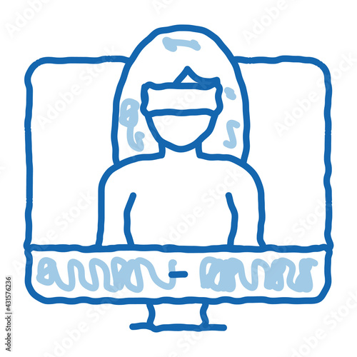 computer hacker doodle icon hand drawn illustration