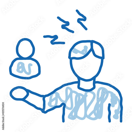 discussion and condemnation of man doodle icon hand drawn illustration
