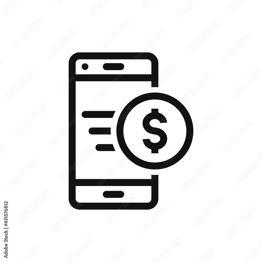 Dollar currency sign with a mobile phone. Fast money transfer icon concept isolated on white background. Vector Dollar currency sign with a mobile phone. Fast money transfer icon concept isolated on white background. Vector