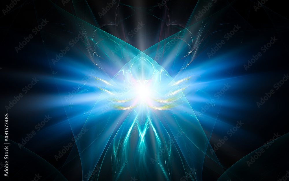Fototapeta premium abstract illustration computer render background image fantastic star with rays for web design and graphics