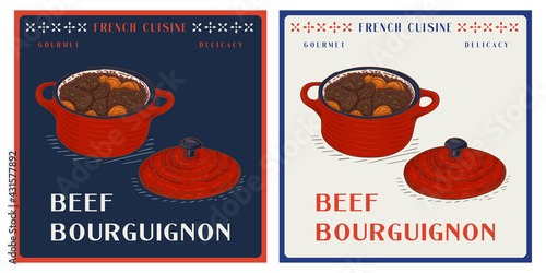 Beef bourguignon is a popular French dish. Beef stew braised in red wine