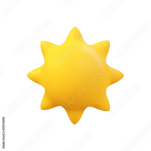 3d Vector Sun realistic illustration. Summer Solar object isolated on white. Minimal cartoon weather sunshine