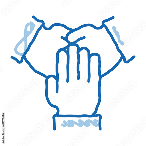 triple handshake doodle icon hand drawn illustration