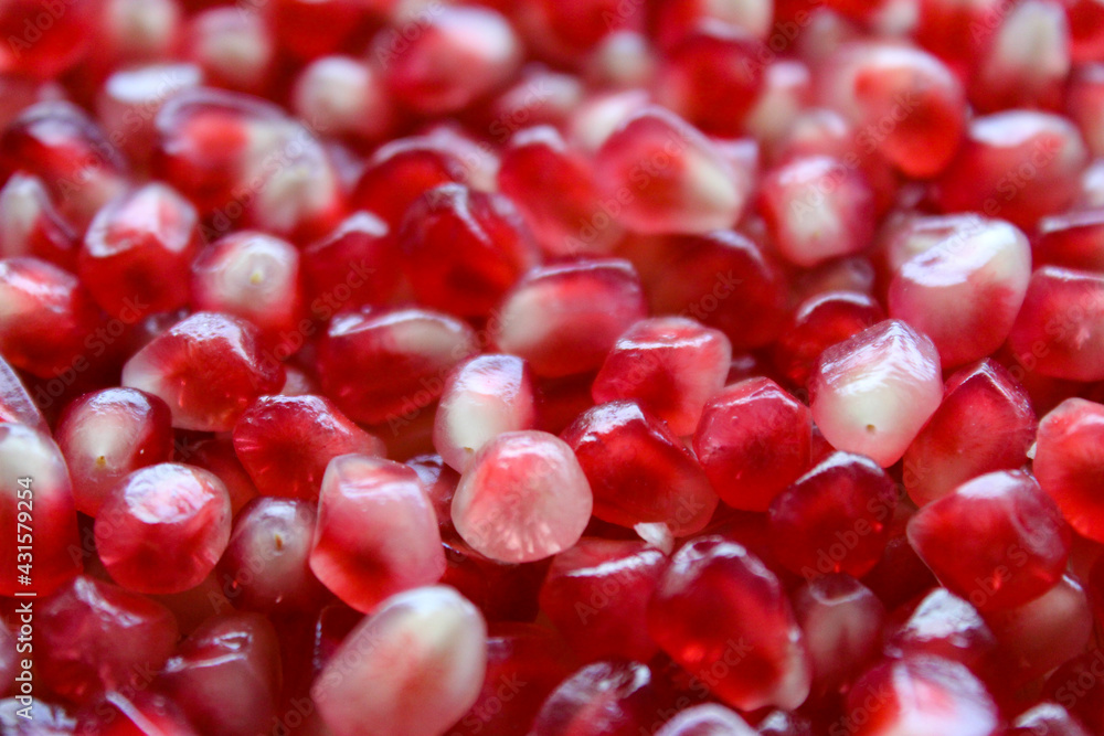 Close up of pomegranate seeds. Texture. Background. Pomegranate. Seeds.