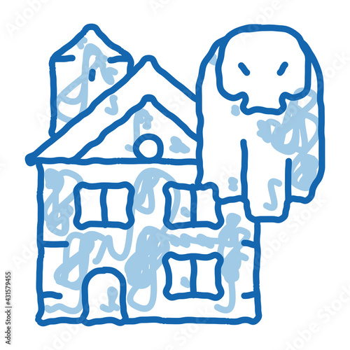 house with ghosts doodle icon hand drawn illustration