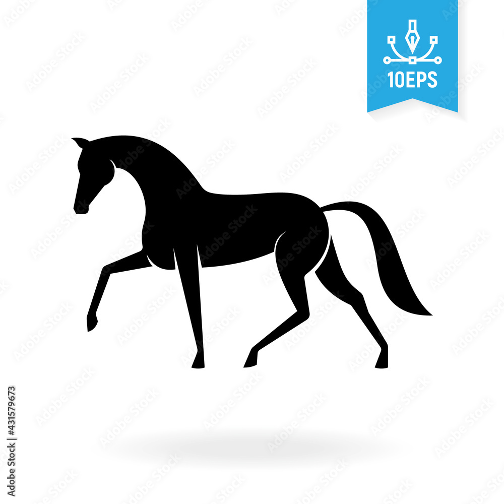 Equine vector illustration. Horse black silhouette. Equine vector illustration. Horse black silhouette.