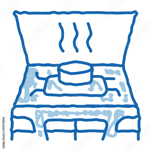 engine problem under hood doodle icon hand drawn illustration