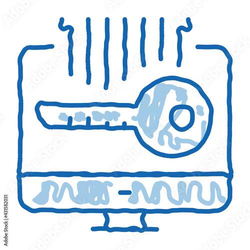 security key doodle icon hand drawn illustration