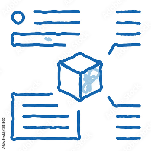measurement of parameters of parcel doodle icon hand drawn illustration