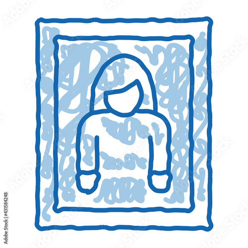 photo of woman in frame doodle icon hand drawn illustration photo