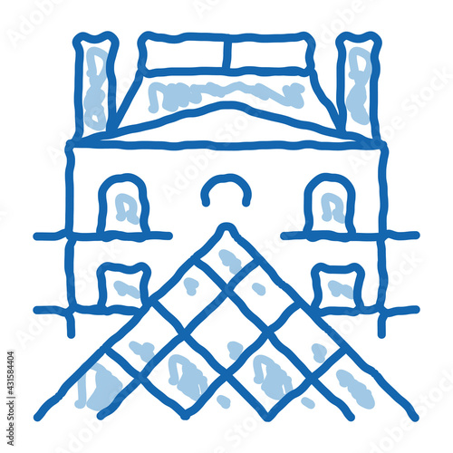 french louvre doodle icon hand drawn illustration