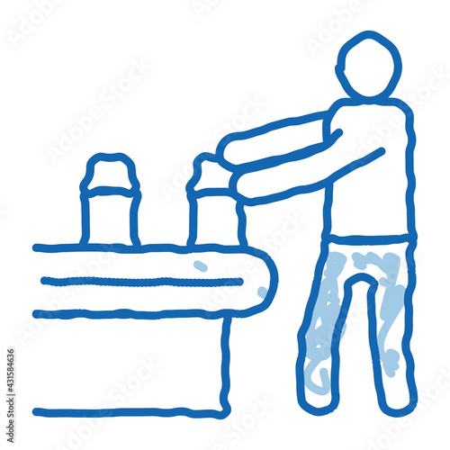 farm milk convector worker doodle icon hand drawn illustration