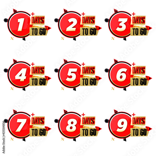 Wallpaper Mural Set of number Countdown 1 to 9 days to go Torontodigital.ca