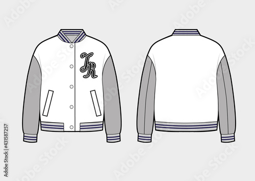 Bomber or College jacket on white background