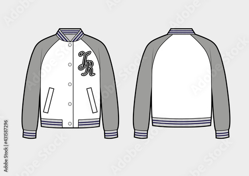 Bomber or College jacket with raglan sleeves