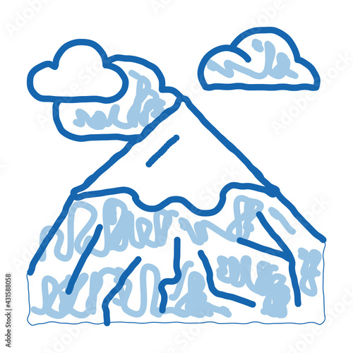 head of mountain doodle icon hand drawn illustration