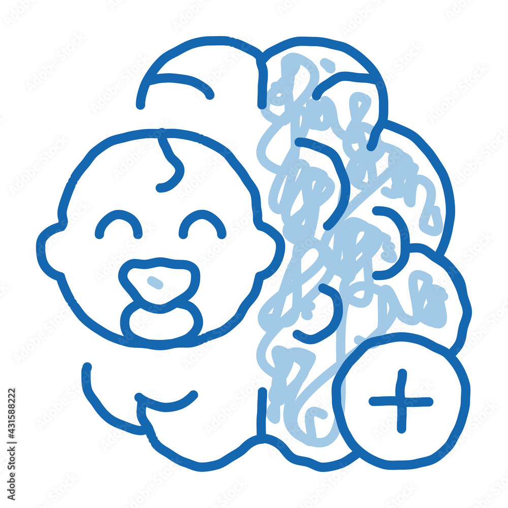 baby brain doodle icon hand drawn illustration baby brain doodle icon hand drawn illustration