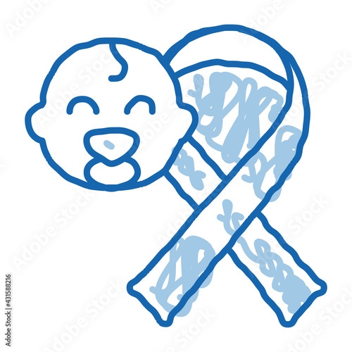 hiv infected newborn baby doodle icon hand drawn illustration