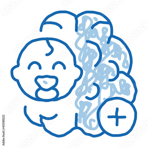 baby brain doodle icon hand drawn illustration