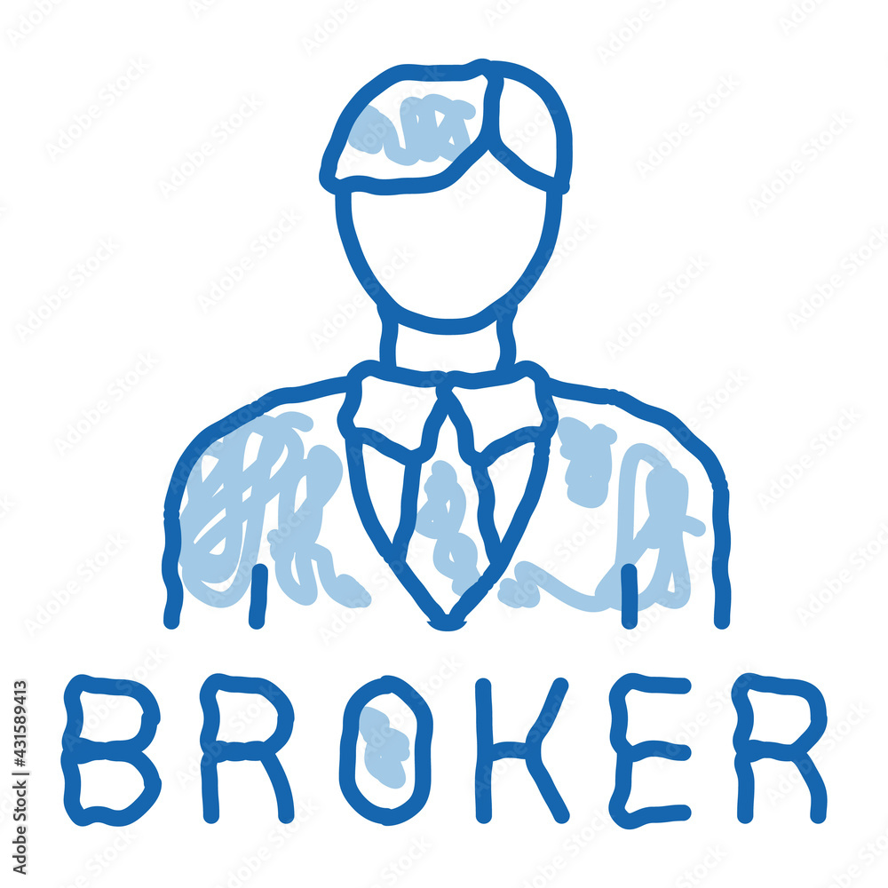 broker man doodle icon hand drawn illustration broker man doodle icon hand drawn illustration