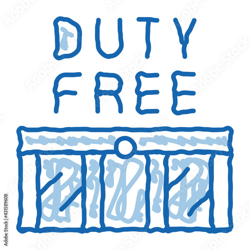 entrance to duty free shop doodle icon hand drawn illustration