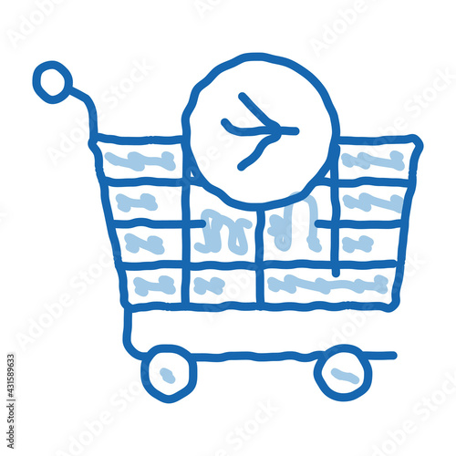 trolley for duty free products doodle icon hand drawn illustration