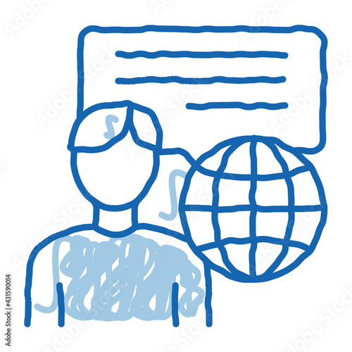 travel company representative doodle icon hand drawn illustration