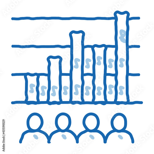 tourist bar graph doodle icon hand drawn illustration