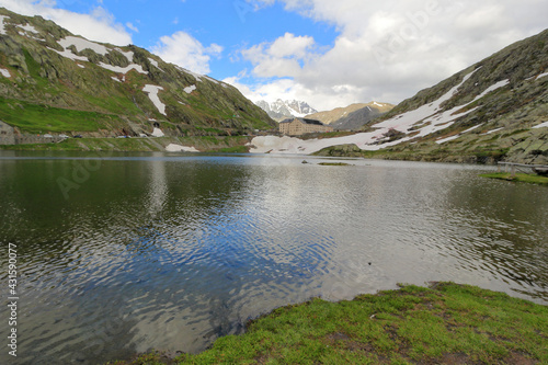 Fototapeta Naklejka Na Ścianę i Meble -  Alpine lake in the mountains Col du Grand Saint Bernard border Italy/Switzerland