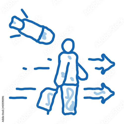 migratory man tourist doodle icon hand drawn illustration