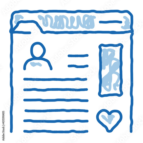 information chart folder about man doodle icon hand drawn illustration