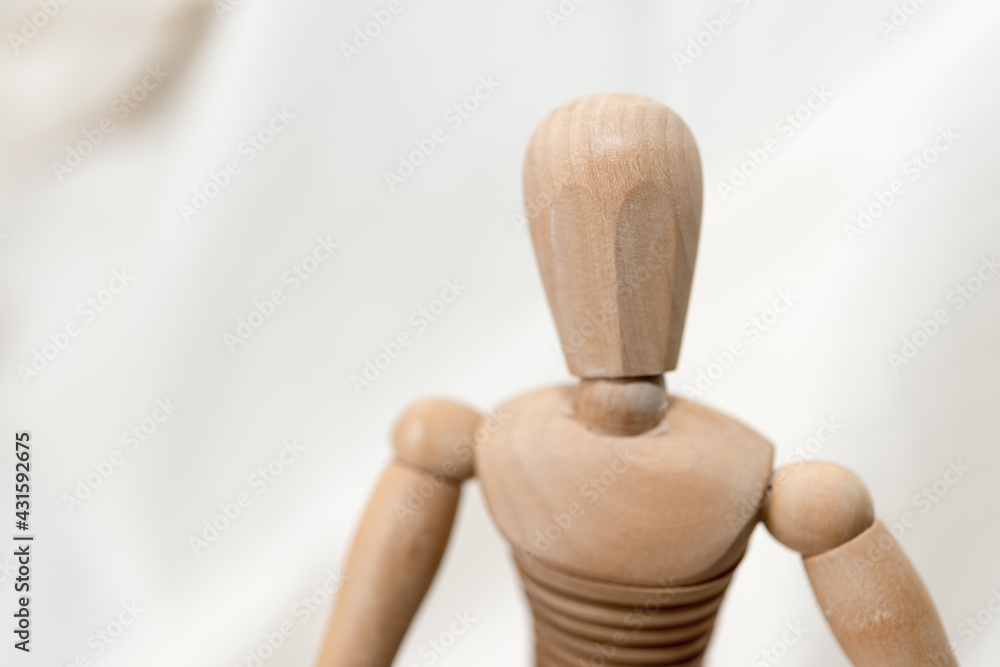 isolated wooden mannequin, mannikin, manikin - close up: head, neck, and torso isolated wooden mannequin, mannikin, manikin - close up: head, neck, and torso