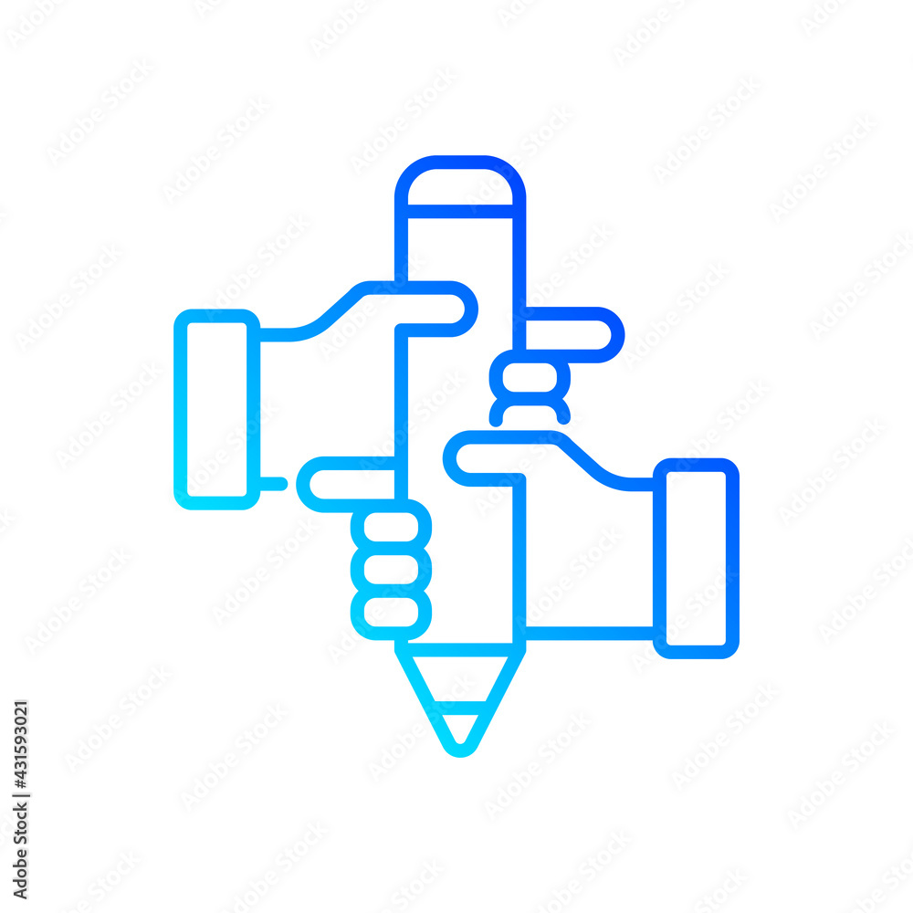 Teamwork related vector linear gradient icon. Synergy, collaboration, research, meetings and more Teamwork related vector linear gradient icon. Synergy, collaboration, research, meetings and more