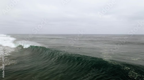 Beautiful and perfect waves, on the coast of chile during a swell in the pacific ocean, perfect for surfing, pichilemu, punta de lobos chile