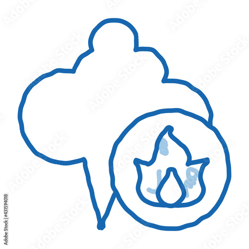 liquefied gas comes into cloud doodle icon hand drawn illustration