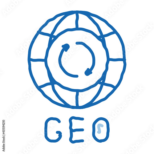 global geography doodle icon hand drawn illustration