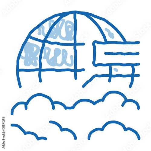 cloud science doodle icon hand drawn illustration
