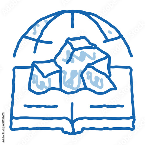 glaciology science doodle icon hand drawn illustration