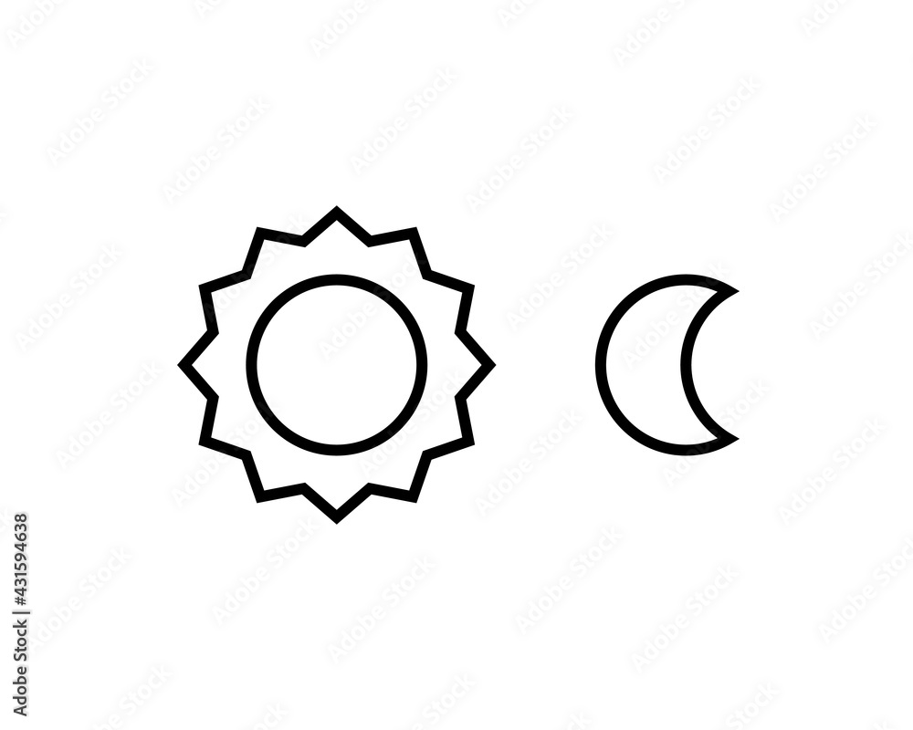 Sun and moon flat icon. Sign sun and moon. Vector logo for web design, mobile and infographics. Vector illustration eps10. Isolated on white background.