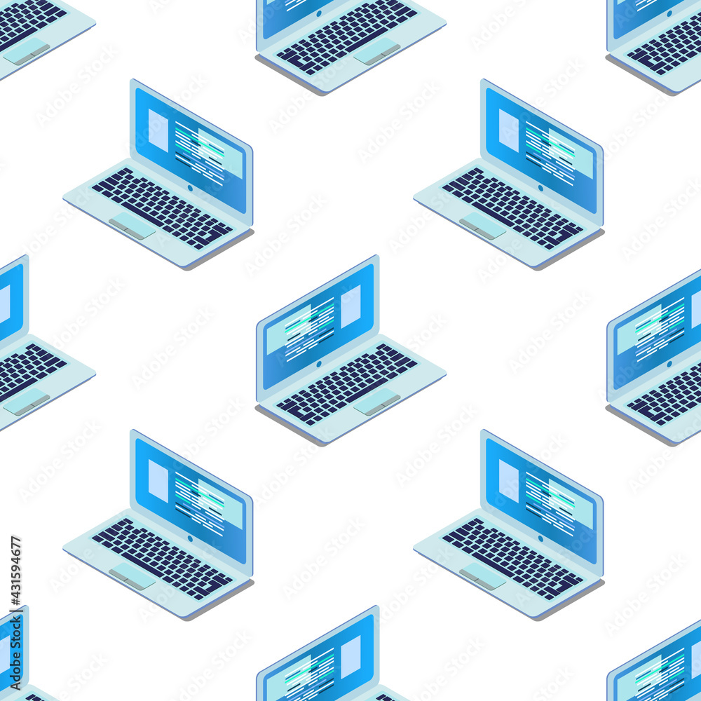 Laptop seamless flat pattern for background with 3d effect. Material design EPS Laptop seamless flat pattern for background with 3d effect. Material design EPS