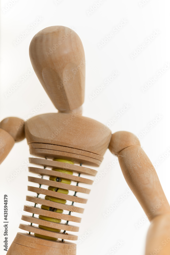 isolated wooden mannequin, mannikin, manikin - portrait bust with arms and  torso foto de Stock | Adobe Stock