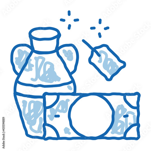 delivery of decorative vase to pawnshop doodle icon hand drawn illustration
