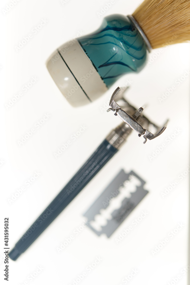 shaving theme - old, used double edged safety razor and blade shaving theme - old, used double edged safety razor and blade