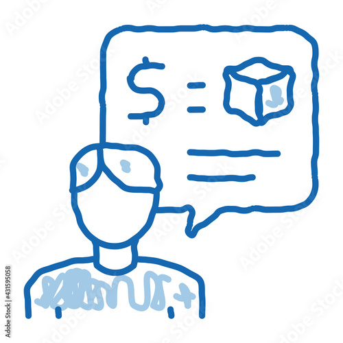 pawnshop representative employee doodle icon hand drawn illustration