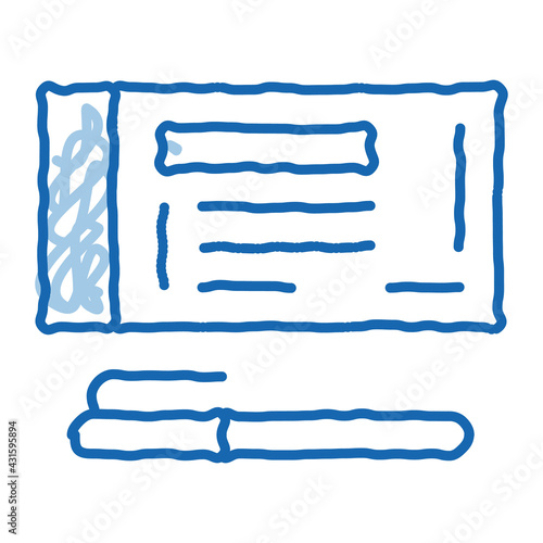 to fill out check with pen doodle icon hand drawn illustration