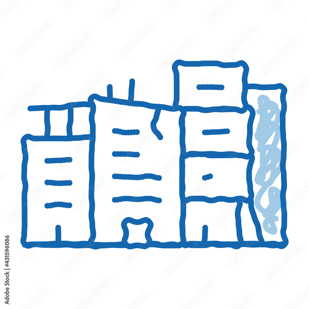 destroyed high-rise buildings doodle icon hand drawn illustration destroyed high-rise buildings doodle icon hand drawn illustration