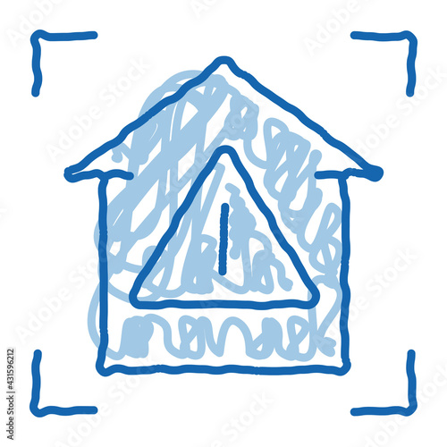 unsafe home detection doodle icon hand drawn illustration