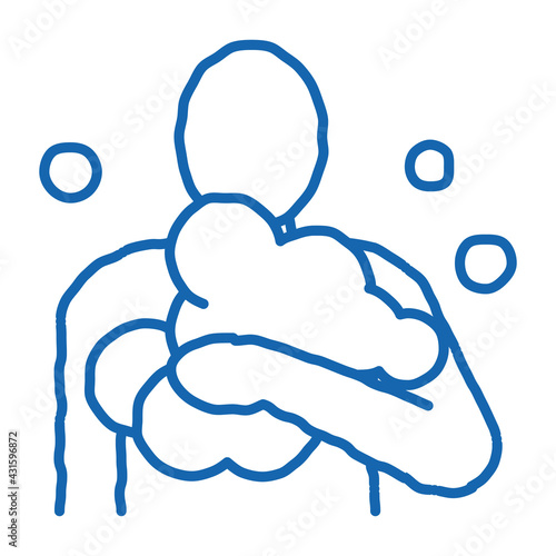 man in soap suds doodle icon hand drawn illustration