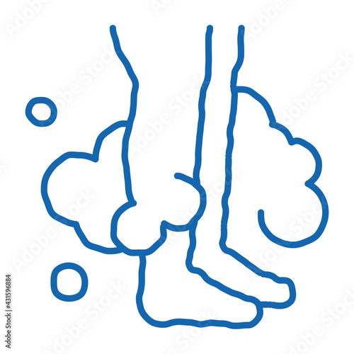 wash feet with soapy foam doodle icon hand drawn illustration